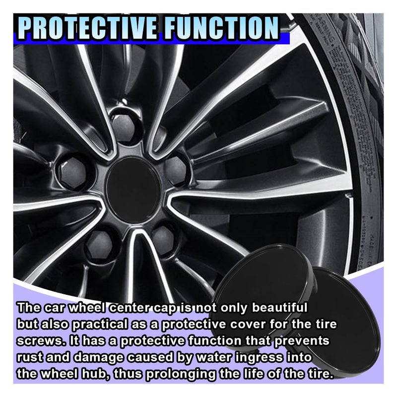 DUSCOKE 4PCS Car Wheel Center Cap, ABS Snap-in Wheel Hub Cap with 54mm/2.13'' Outer Diameter, 51mm/2'' Inner Diameter, Universal Rim Center Hub Caps Cover Accessories for Car Truck SUV (Black) - Image 3