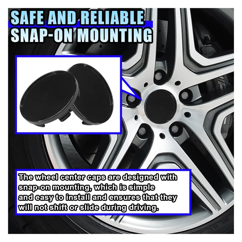 DUSCOKE 4PCS Car Wheel Center Cap, ABS Snap-in Wheel Hub Cap with 54mm/2.13'' Outer Diameter, 51mm/2'' Inner Diameter, Universal Rim Center Hub Caps Cover Accessories for Car Truck SUV (Black) - Image 5