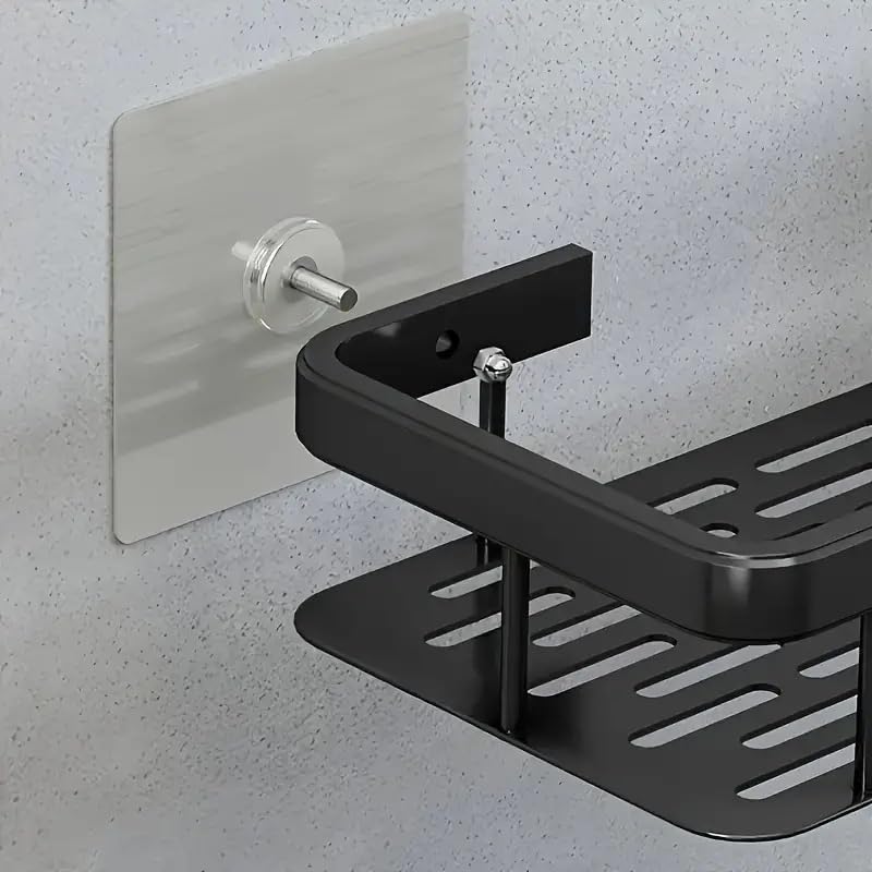 KACHKIT 1 Pcs Aluminium Self Adhesive Bathroom Organizer, Bathroom Shelves, Bathroom Shelf, Wall Stand, Bathroom Organiser Without Drill,(Pack of 1, Black) - Image 5