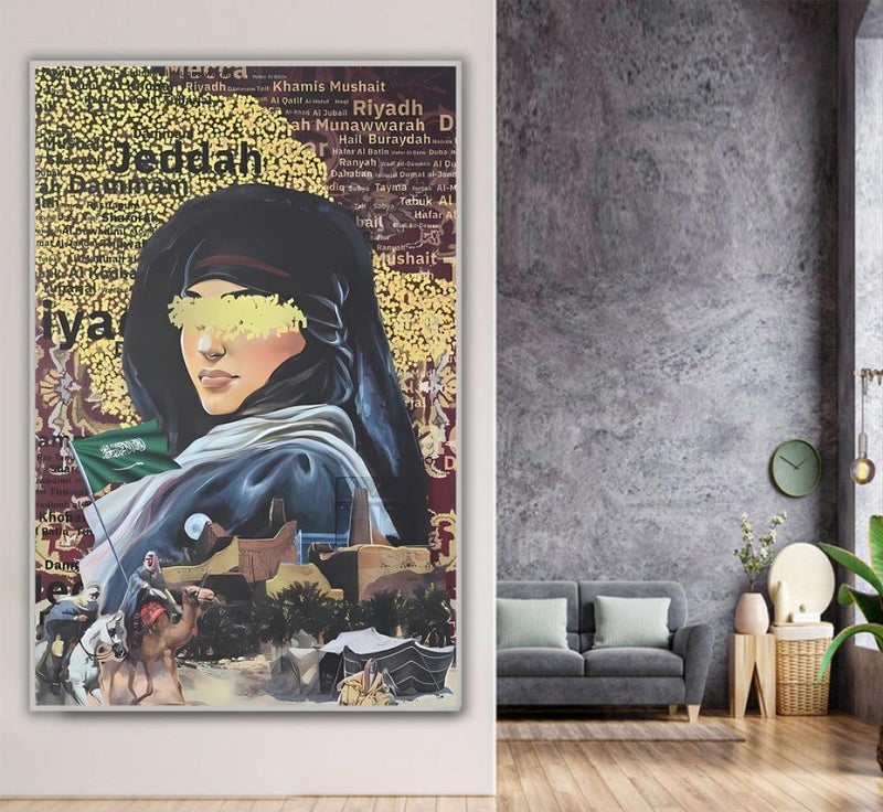 Marktna Canvas Painting of an Arab Girl with a Hollow Frame (120x80) 1 Piece - Image 2