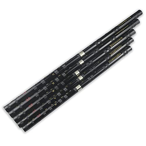 PHYSKOW C Key Dizi Black Bitter Bamboo Flute Chen Qing Flute with Free Membrane & Glue & Protector Set Traditional Chinese Instrument (Key of C/Bitter Bamboo Black +Red) - Image 4