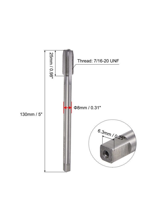 uxcell Thread Milling Taps, 7/16-20 UNF High Speed Steel (HSS) 4 Straight Flutes Machine Screw Thread Threading Tap, 5" Length (Extra Long) - Image 2
