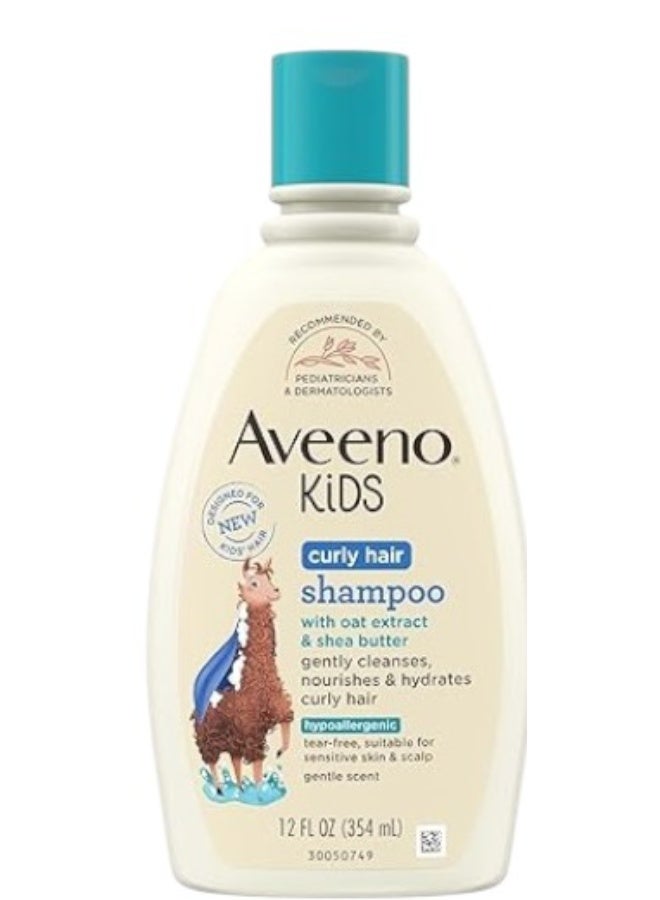 Aveeno Kids Curly Hair Shampoo, Hydrating Shampoo, Kids Curly Hair Products, Oat Extract & Shea Butter Gentle Scent, 12 fl. oz (Pack of 1) - Image 1