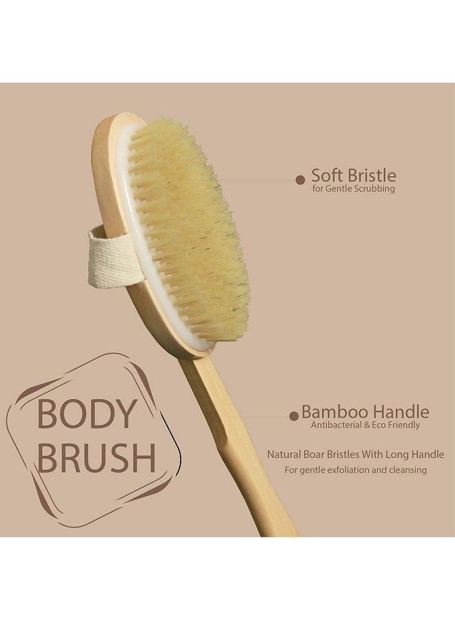 Organic B Bath Brush | Bath Brush for Women | Bath Brush for Back Cleaning | 14-inch Brush with Removable Wood Handle | Detachable Wooden Bathing Brush for Women | Bath Brush with Long Handle - Image 3