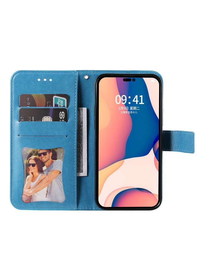 S-TOP Case For iPhone 14 Pro 7-petal Flowers Embossing Leather Case - Image 4