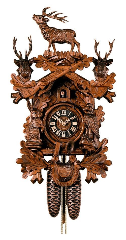 HÃ¶nes Cuckoo Clock Hunting Clock standing Deer 