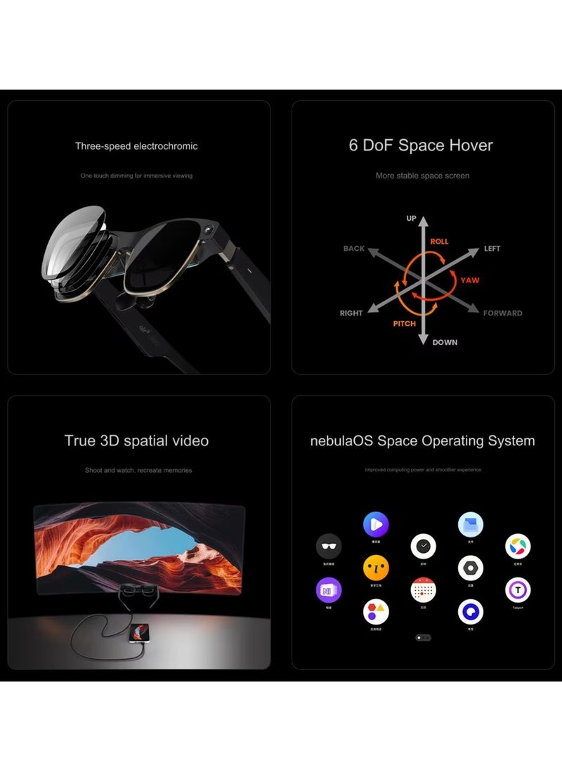 XREAL - XREAL Air 2 Ultra AR Glasses, Titanium AR Glasses, with 3D Environment Sensors, Hand tracking, 52 Degree FOV, Up to 120Hz, Watch, Stream, and Game on PC/Android/iOS, PlayStation 5/Xbox/Nintendo Switch - Image 1