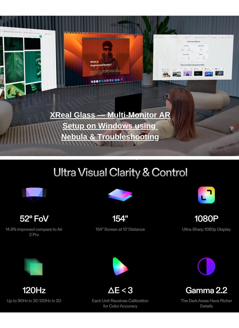 XREAL - XREAL Air 2 Ultra AR Glasses, Titanium AR Glasses, with 3D Environment Sensors, Hand tracking, 52 Degree FOV, Up to 120Hz, Watch, Stream, and Game on PC/Android/iOS, PlayStation 5/Xbox/Nintendo Switch - Image 1