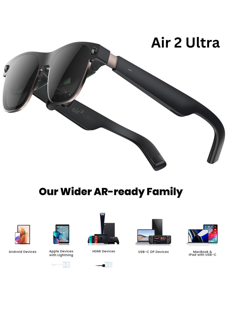 XREAL - XREAL Air 2 Ultra AR Glasses, Titanium AR Glasses, with 3D Environment Sensors, Hand tracking, 52 Degree FOV, Up to 120Hz, Watch, Stream, and Game on PC/Android/iOS, PlayStation 5/Xbox/Nintendo Switch - Image 1