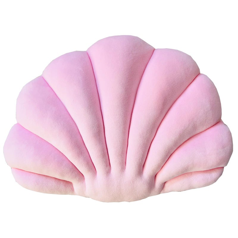 YRXRUS YRXRUS Light Pink Seashell Shaped Pillow Ultra Soft Velvet Cushion for Bed Living Room Kids Room  3D Insert  14x11 Inch 