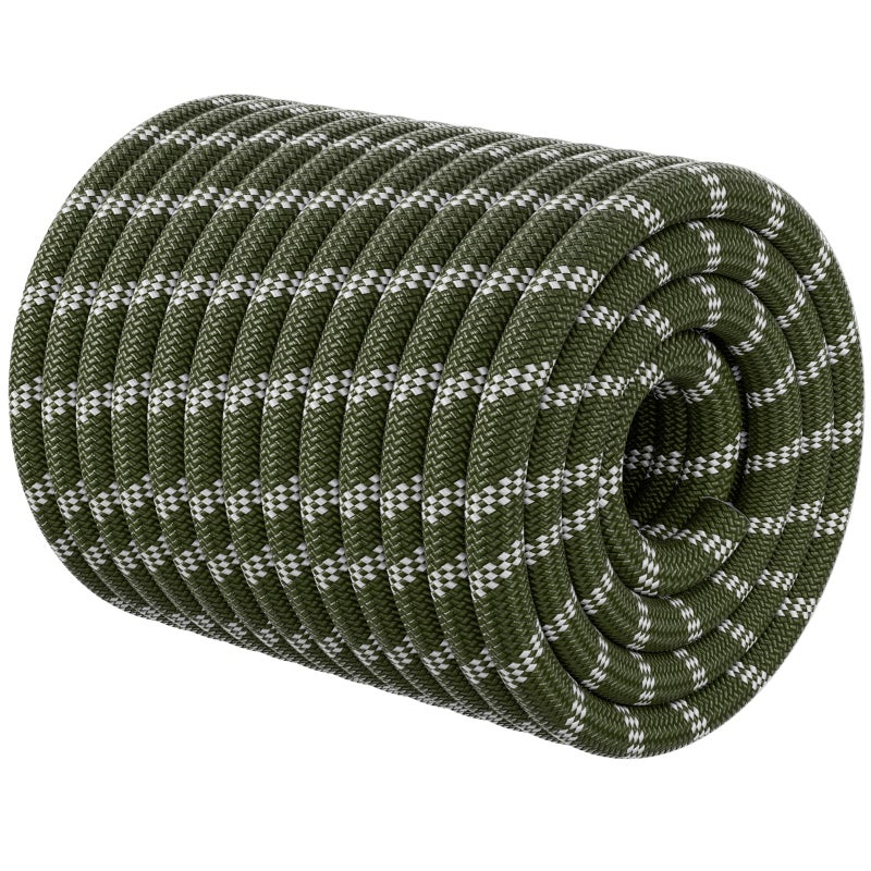 HOKINETY Double Braided Arborist Rigging Rope - 1/2 in X 150 ft 48 Strands Rappelling Outdoor Pulling Heavy Duty Polyester Bull Rope for Swing Tree Work Camping Rescue Hiking- Army Green - Image 1