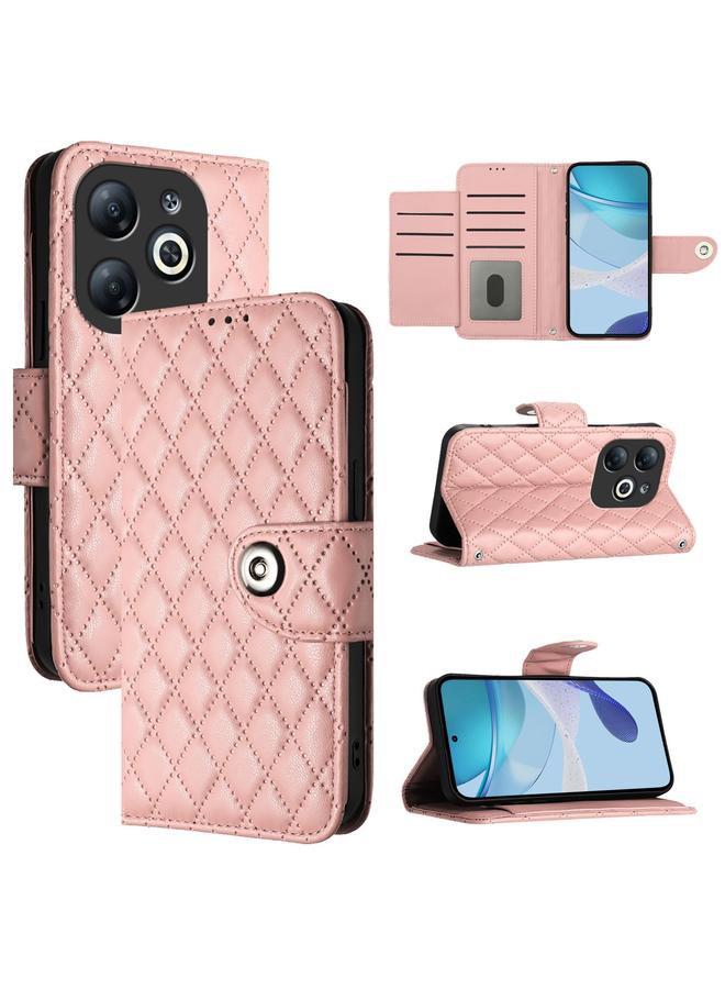 زبون جراب لهاتف Infinix Smart 8 جراب هاتف جلدي قلاب بملمس معيني مع حبل تعليق - Image 1