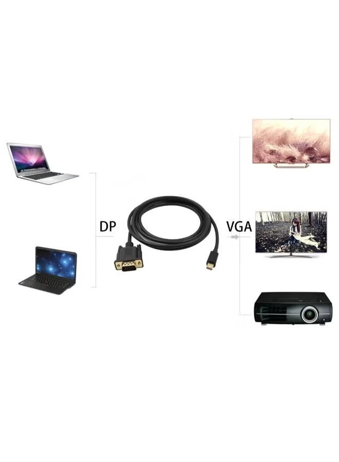 هيتز كابل HEATZ من DisplayPort إلى VGA بطول 1.8 متر | محول من DP (ذكر) إلى VGA (ذكر) | دقة Full HD 1080p - Image 2
