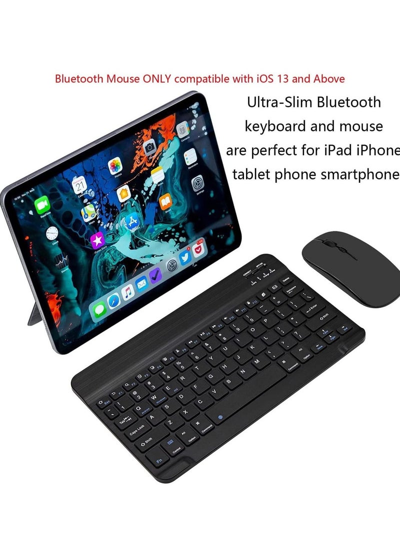 Generic - Ultra-Slim Bluetooth Keyboard and Mouse Combo Rechargeable Portable Wireless Keyboard Mouse Set for Apple iPad iPhone iOS 13 and Above Samsung Tablet Phone Smartphone Android Windows (Black) - Image 1
