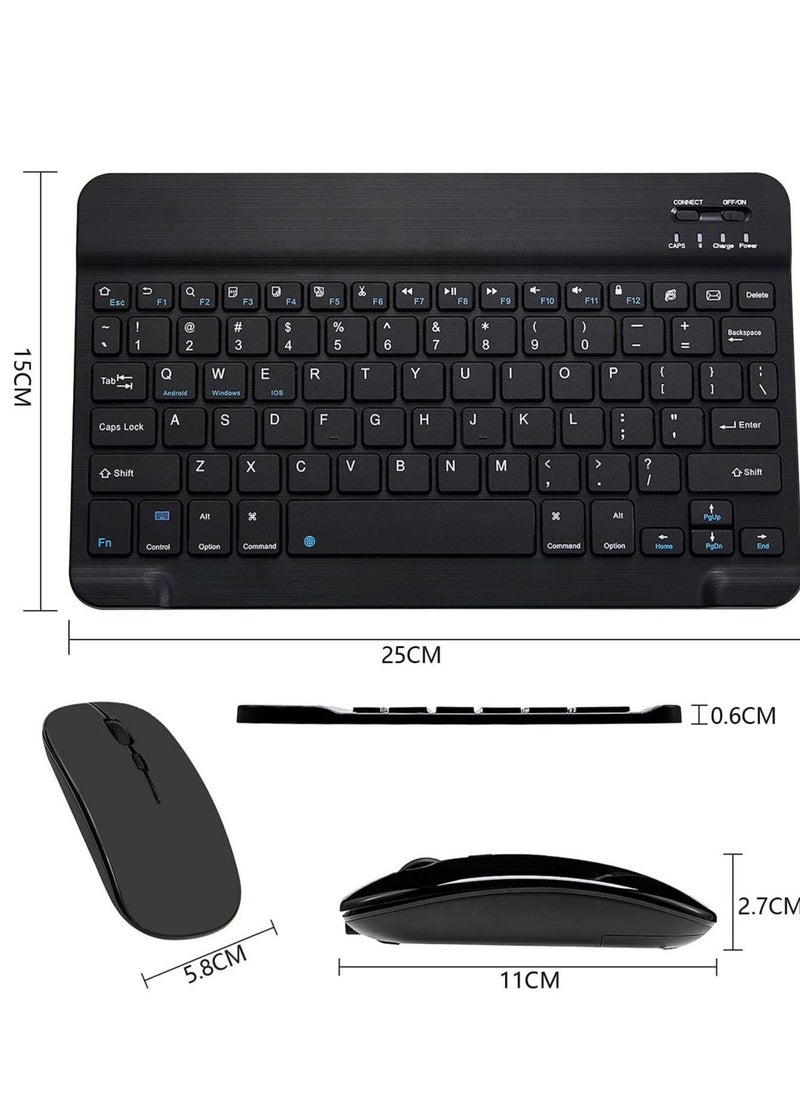 Generic - Ultra-Slim Bluetooth Keyboard and Mouse Combo Rechargeable Portable Wireless Keyboard Mouse Set for Apple iPad iPhone iOS 13 and Above Samsung Tablet Phone Smartphone Android Windows (Black) - Image 1