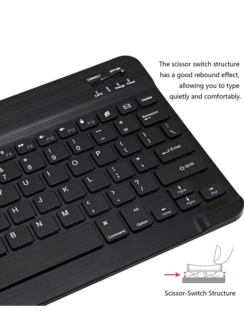 Generic - Ultra-Slim Bluetooth Keyboard and Mouse Combo Rechargeable Portable Wireless Keyboard Mouse Set for Apple iPad iPhone iOS 13 and Above Samsung Tablet Phone Smartphone Android Windows (Black) - Image 1
