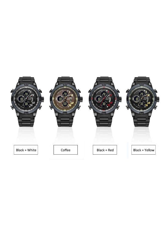 NIBEMINENT men Waterproof Alloy Digital Analog Quartz Wrist Watch With Calendar Display J4379B-W-KM - Image 5