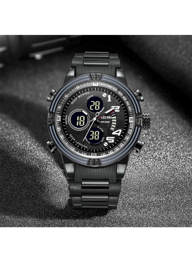 NIBEMINENT men Waterproof Alloy Digital Analog Quartz Wrist Watch With Calendar Display J4379B-W-KM - Image 3