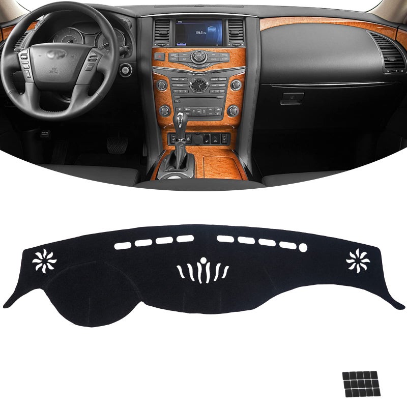 KEYOOG Dashboard Cover Dash Mat Fit for 20202017 Nissan Armada 20132011 infiniti QX5620212014 QX80 Wo HUDCar Dash Board Mat AntiGlare CarpetNonSlip Pad Black