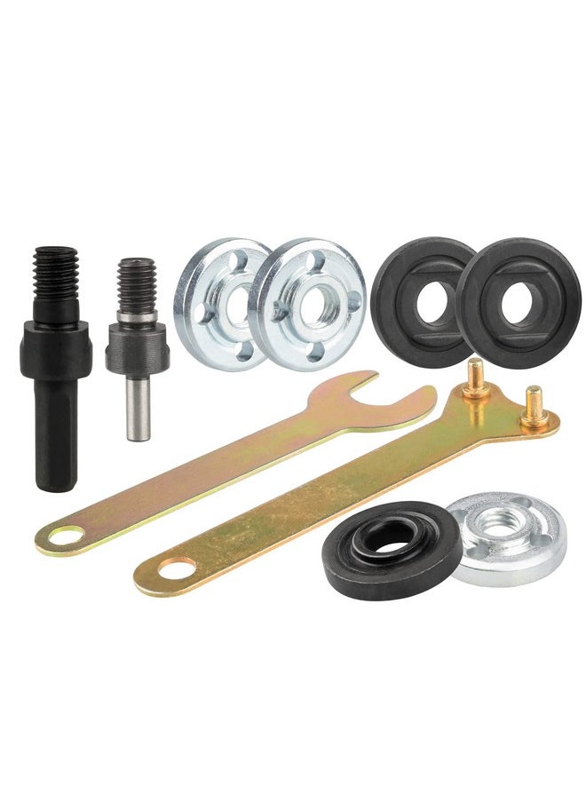 Yakamoz - Yakamoz Drill Angle Grinder Adapter with Flange Nut Parts Set, 6mm and 10mm Drill Arbor Mandrel Adaptor with 3 Set Replacement Grinder Flange Nuts and Spanner Wrench Conversion Tool - Image 1
