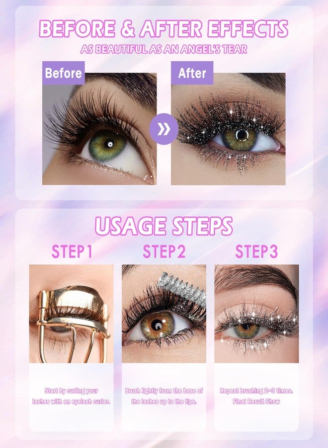 LYSdefeu Glitter Diamond Mascara-1Pcs Purple Colored Metallic Shimmer Mascara, Long Lasting Waterproof Sparkly Tubing Mascara, Voluminous Curling Eyelashes,Eye Makeup Gift for Women Girl Party Stage Use-03 - Image 5