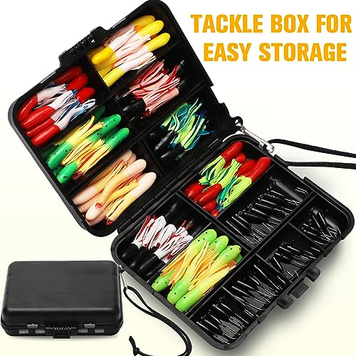 Dovesun 120pcs Tube Baits with Jig Heads Kit Soft Plastic Tube Baits 90Pcs 132oz 125oz 116oz 30Pcs Tube Jigs Crappie Lures Kit for Walleye Trout Bass Crappie - Image 3