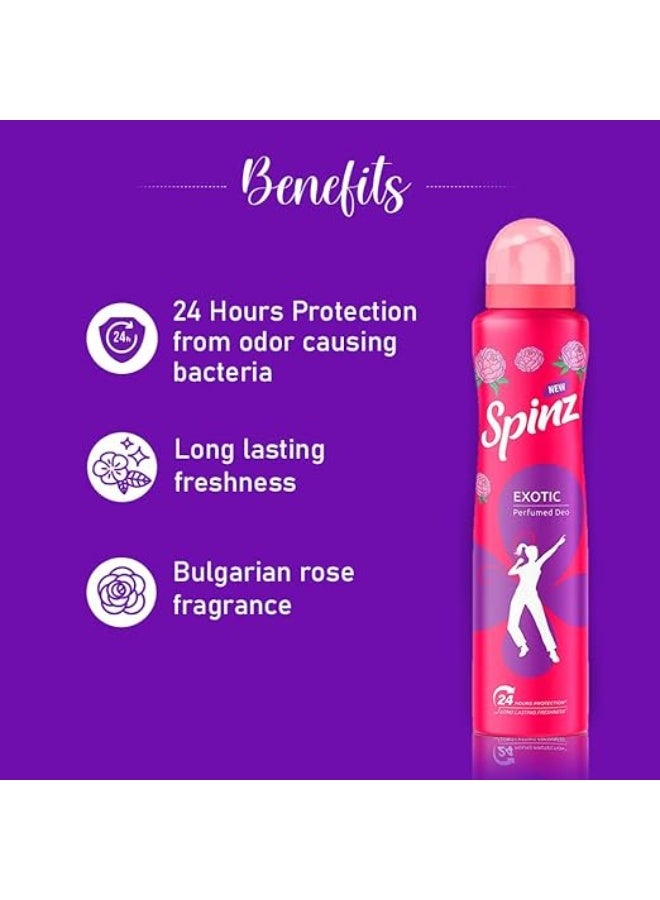 سبينز مزيل العرق المعطر SPINZ Exotic للنساء برائحة الورد البلغاري، لمنحك انتعاشًا يدوم طويلاً وحماية لمدة 24 ساعة من البكتيريا المسببة للروائح الكريهة، 200 مل - Image 5
