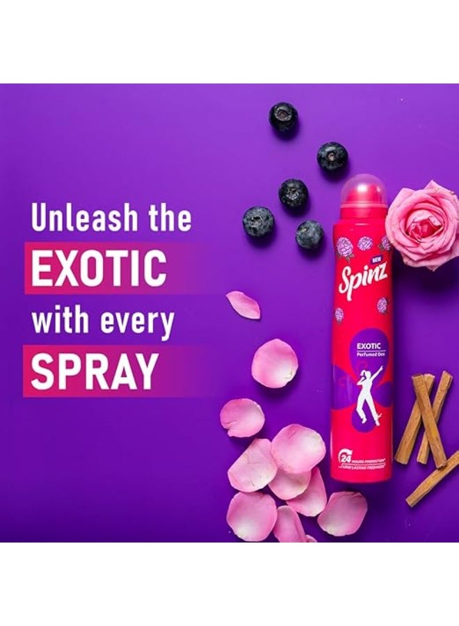 سبينز مزيل العرق المعطر SPINZ Exotic للنساء برائحة الورد البلغاري، لمنحك انتعاشًا يدوم طويلاً وحماية لمدة 24 ساعة من البكتيريا المسببة للروائح الكريهة، 200 مل - Image 3