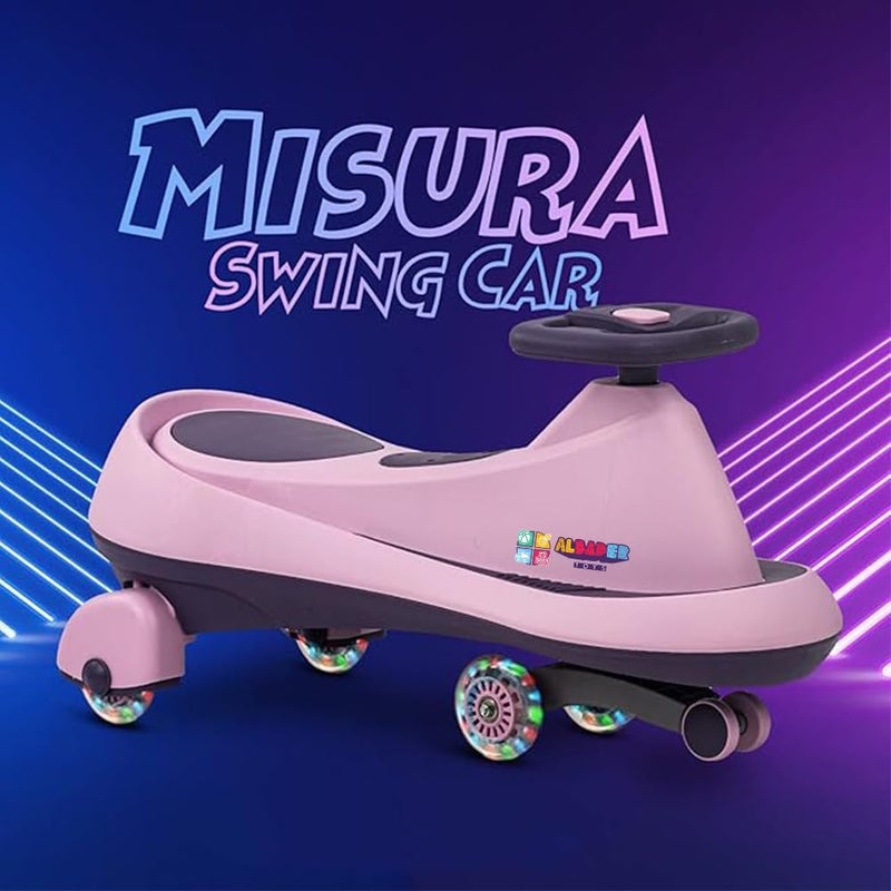ALBADER Magic Swing Car - Kids' Push Ride-On Toy with Music & LED Lights (Pink) - Image 2