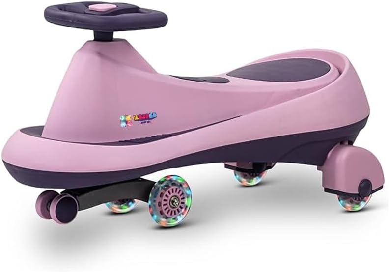 ALBADER Magic Swing Car - Kids' Push Ride-On Toy with Music & LED Lights (Pink) - Image 1