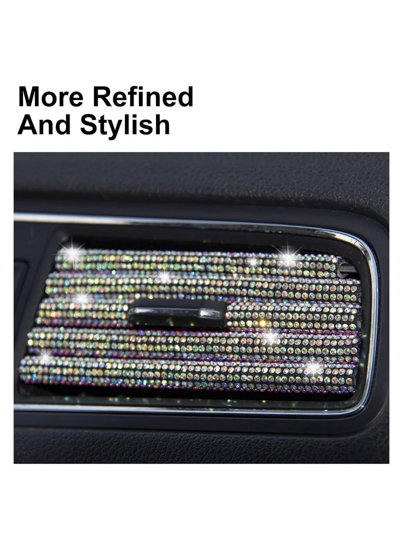 SOLARAE 10PCS Bling Car Air Vent Outlet Moulding Trim Car Air Conditioner Decoration Strip Self Adhesive Bling Rhinestone Diamond Car Interior Exterior Accessories for Women and Teens Colorful - Image 5