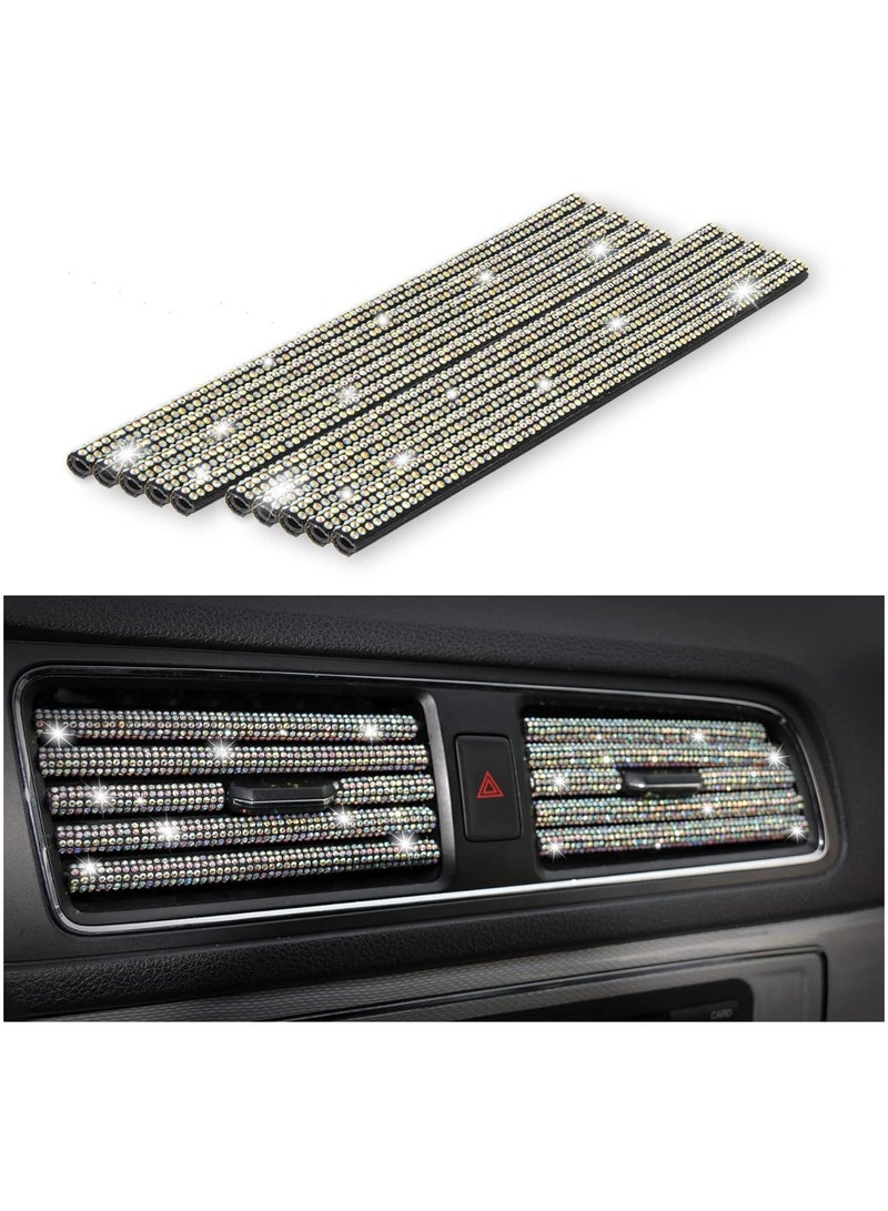 SOLARAE 10PCS Bling Car Air Vent Outlet Moulding Trim Car Air Conditioner Decoration Strip Self Adhesive Bling Rhinestone Diamond Car Interior Exterior Accessories for Women and Teens Colorful - Image 1