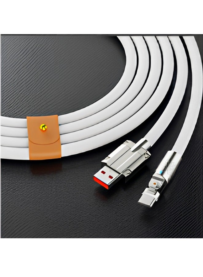 AROAQ Zinc Alloy Rotating Charging Cable, 2m USB To C Super Fast Charging Zinc Alloy PVC USB Cable, Durable Flexible Rotary Charge Cable, (2 Meters—type-c Bare Cable (Huawei, Letv Head) White) - Image 1