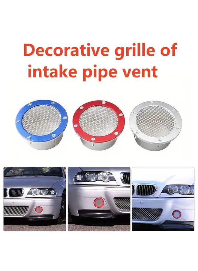 Universal Silvery 76mm Aluminum Alloy Car Bumper Air Intake Vent Grille Cover - Image 1