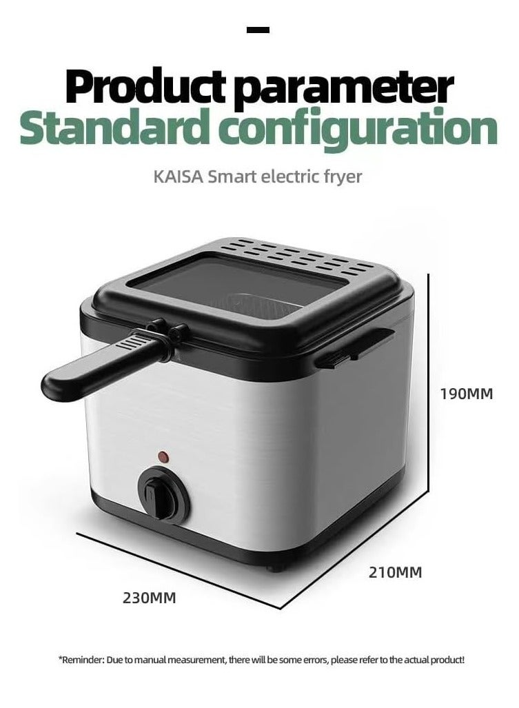 terrion 2.5L Visible Lid Deep Fryer for Home Use 1000W Fast Heating Oil Fryer with Adjustable Temperature, Anti-Splatter Design, Stainless Steel Electric Deep Fryer for Chicken, Fries, Snacks, Family Kitchen - Image 2