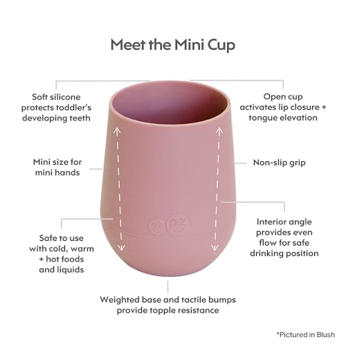 ezpz Mini Cup + Straw Training System - 100% Silicone Training Cup for Infants + Toddlers/Baby - Designed by a Pediatric Feeding Specialist - Non-Slip, Weighted Base & Tactile Bumps - 12 Months (Pink) - Image 4