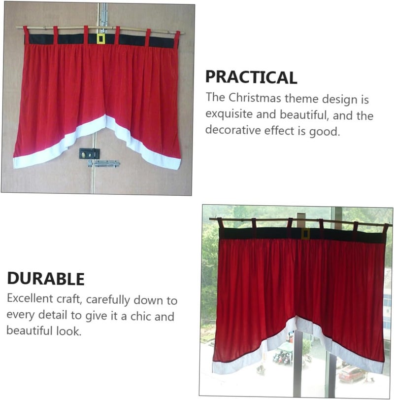 STAHAD Christmas Window Curtain Drapery Red 92x160x77cm Xmas Festival Decorative Panel for Home Kitchen Indoor Holiday Décor - Image 3