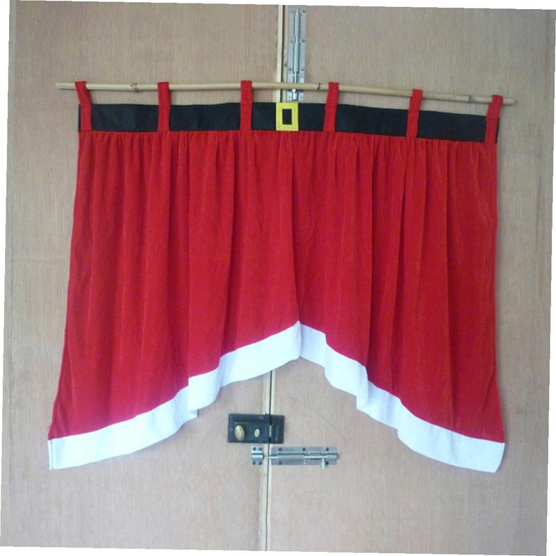 STAHAD Christmas Window Curtain Drapery Red 92x160x77cm Xmas Festival Decorative Panel for Home Kitchen Indoor Holiday Décor - Image 4
