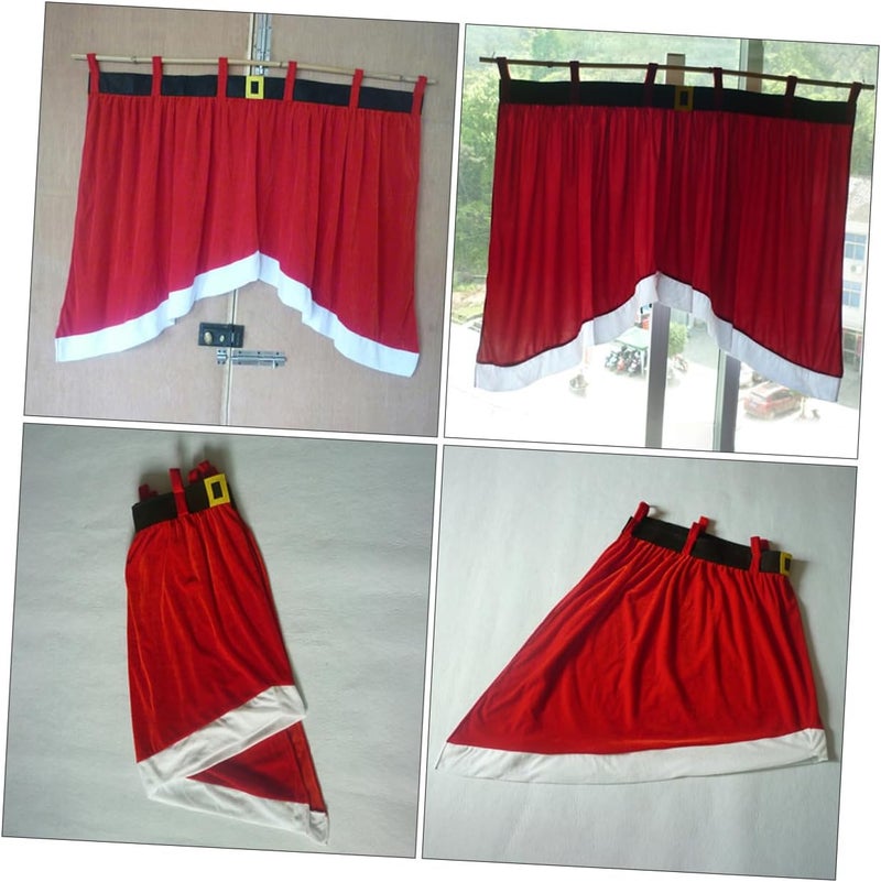 STAHAD Christmas Window Curtain Drapery Red 92x160x77cm Xmas Festival Decorative Panel for Home Kitchen Indoor Holiday Décor - Image 5