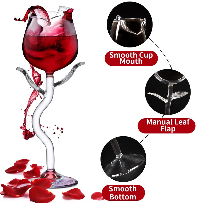 INFTYLE Rose Cocktail Glass Wine Goblet Glasses Flower Drinkware Set of 2, Crystal Champagne Flutes Classy Red Wine Glass, Ideal Gifts for Housewarming, Wedding, Birthday Celebrations - Image 2