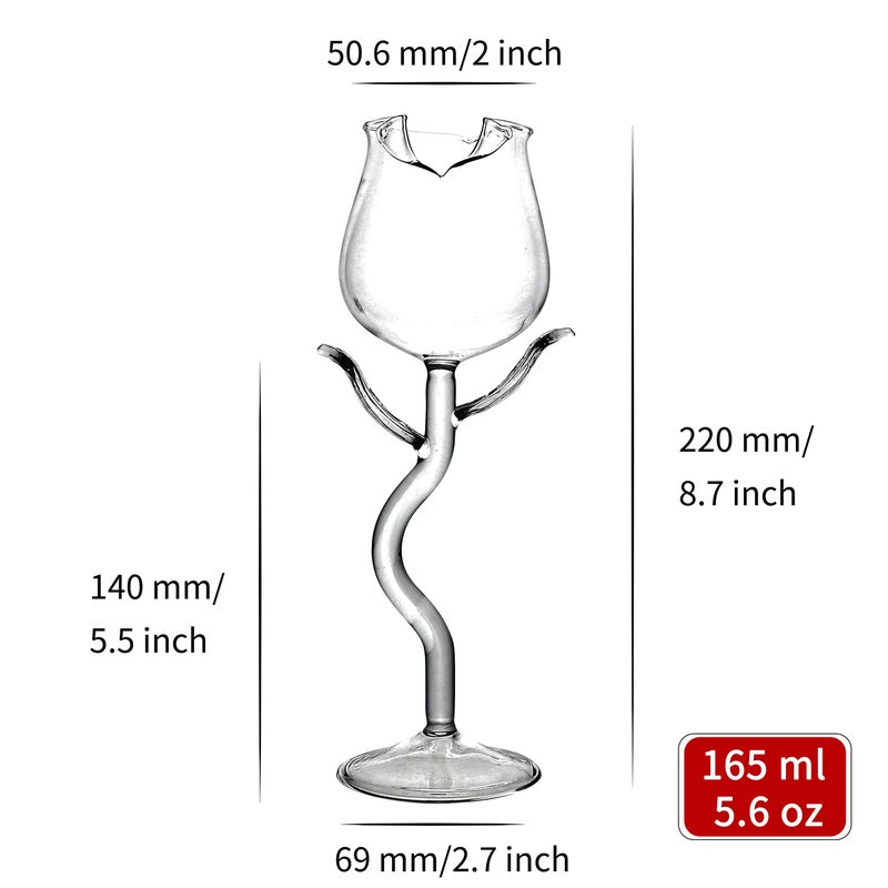 INFTYLE Rose Cocktail Glass Wine Goblet Glasses Flower Drinkware Set of 2, Crystal Champagne Flutes Classy Red Wine Glass, Ideal Gifts for Housewarming, Wedding, Birthday Celebrations - Image 3