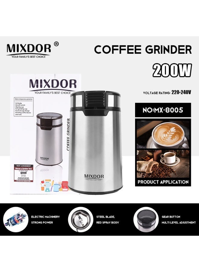 Electric Coffee Grinder, Stainless Steel Portable Dry Mill for Beans & Grains, 200W - Image 3