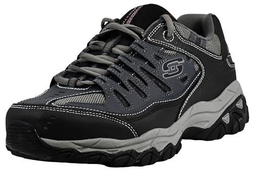 SKECHERS أحذية سكيشرز للرجال بعد الاحتراق M. Fit – جلد علوي، نعل داخلي من رغوة الذاكرة، نعل خارجي من المطاط، أزرق داكن، 10 عريض - Image 1