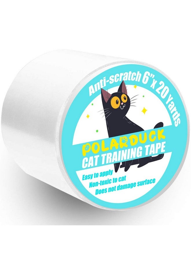 Polarduck Anti Cat Scratch Tape: 6 inches x 20 Yards Cat Training Tape 100% Transparent Clear Double Sided Cat Scratch Deterrent Tape Furniture Protector for Couch, Carpet, Doors, Pet & Kid Safe - Image 1
