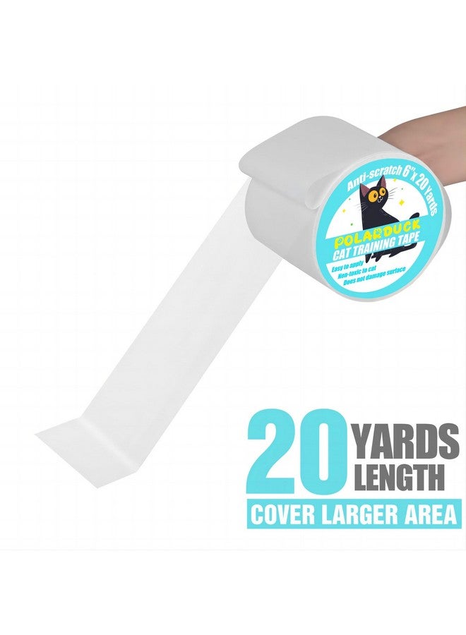 Polarduck Anti Cat Scratch Tape: 6 inches x 20 Yards Cat Training Tape 100% Transparent Clear Double Sided Cat Scratch Deterrent Tape Furniture Protector for Couch, Carpet, Doors, Pet & Kid Safe - Image 4