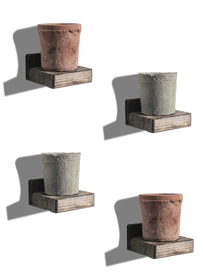 Freezing point Small Floating Shelf for Wall Set of 4 Natural Wood 4Inch Mini Wall Shelves Decor Plant Display Collectibles Mounted Kitchen Bathroom Bedroom Corner Decorative Storage Tiny Stand Brown - Image 1