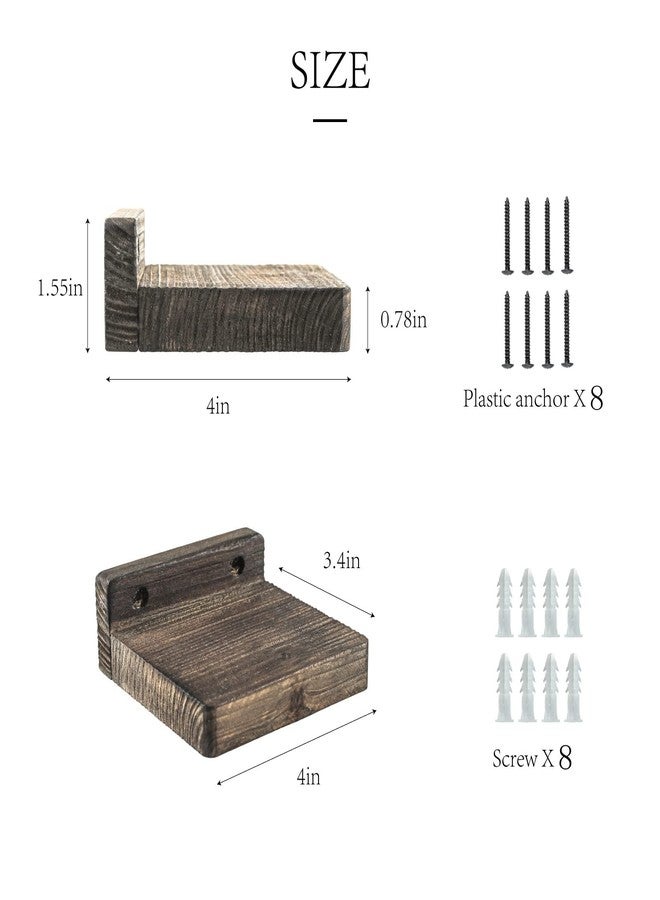 Freezing point Small Floating Shelf for Wall Set of 4 Natural Wood 4Inch Mini Wall Shelves Decor Plant Display Collectibles Mounted Kitchen Bathroom Bedroom Corner Decorative Storage Tiny Stand Brown - Image 5