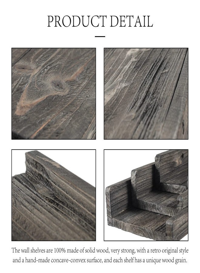 Freezing point Small Floating Shelf for Wall Set of 4 Natural Wood 4Inch Mini Wall Shelves Decor Plant Display Collectibles Mounted Kitchen Bathroom Bedroom Corner Decorative Storage Tiny Stand Brown - Image 4