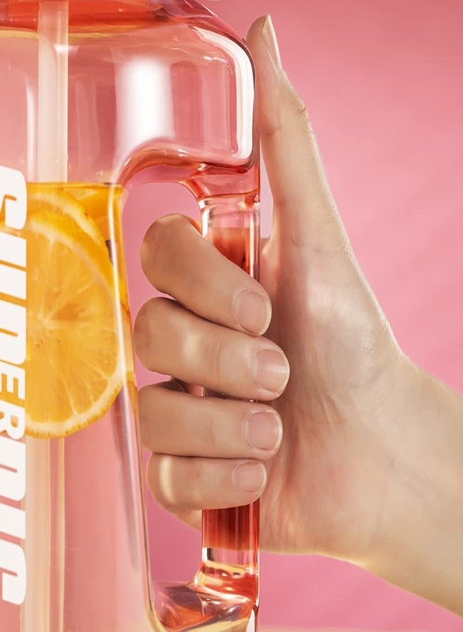 تيمسون زجاجة مياه تيمسون سعة 1500 مل مع ماصة وحزام كتف وملصق للطلاب والأطفال، مناسبة للتخييم والسفر والأنشطة الرياضية والصالات الرياضية، مزودة بعلامة زمنية (FQ-3145) (وردي) - Image 4