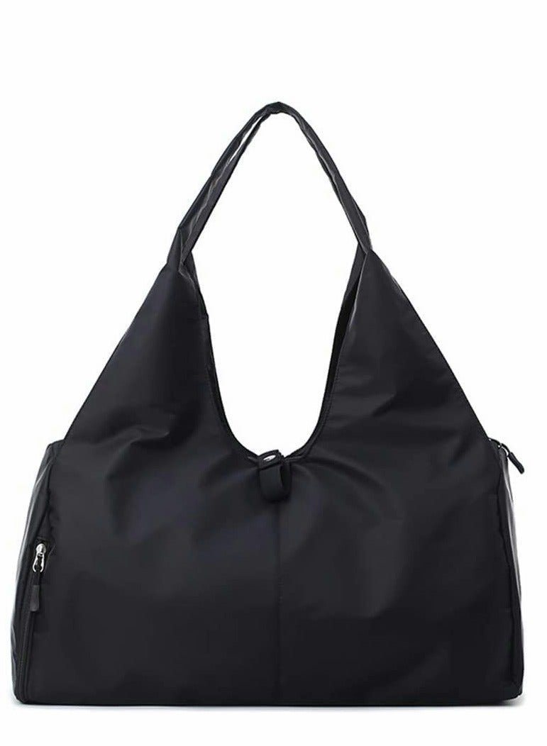 Versatile Waterproof Gym Bag with Yoga Mat Strap, Large Sports Duffel for Travel, Training and Yoga, Includes Shoes Compartment, Stylish Black Design  - Image 1